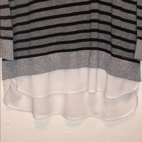 Calvin Klein Striped Sweater with Bottom Ruffle Medium - Picture 5 of 9